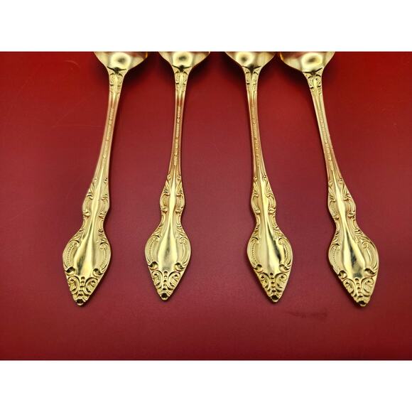 Set of 4 Golden Rexford Gold Electroplate Teaspoons 6.25” National Stainless - Picture 7 of 7